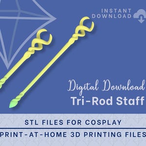 ZELDA Tri-Rod Staff STL FILES [The Legend of Zelda: Echoes of Wisdom] Cosplay Prop | Instant Download 3D Print Files