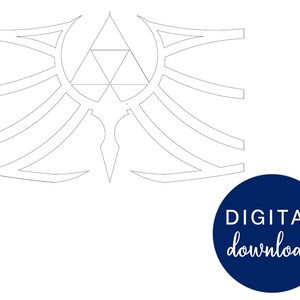 Pode incluir: Um design de arte de linha em preto e branco de um símbolo triangular estilizado com um padrão geométrico dentro. O símbolo é cercado por uma série de linhas curvas.