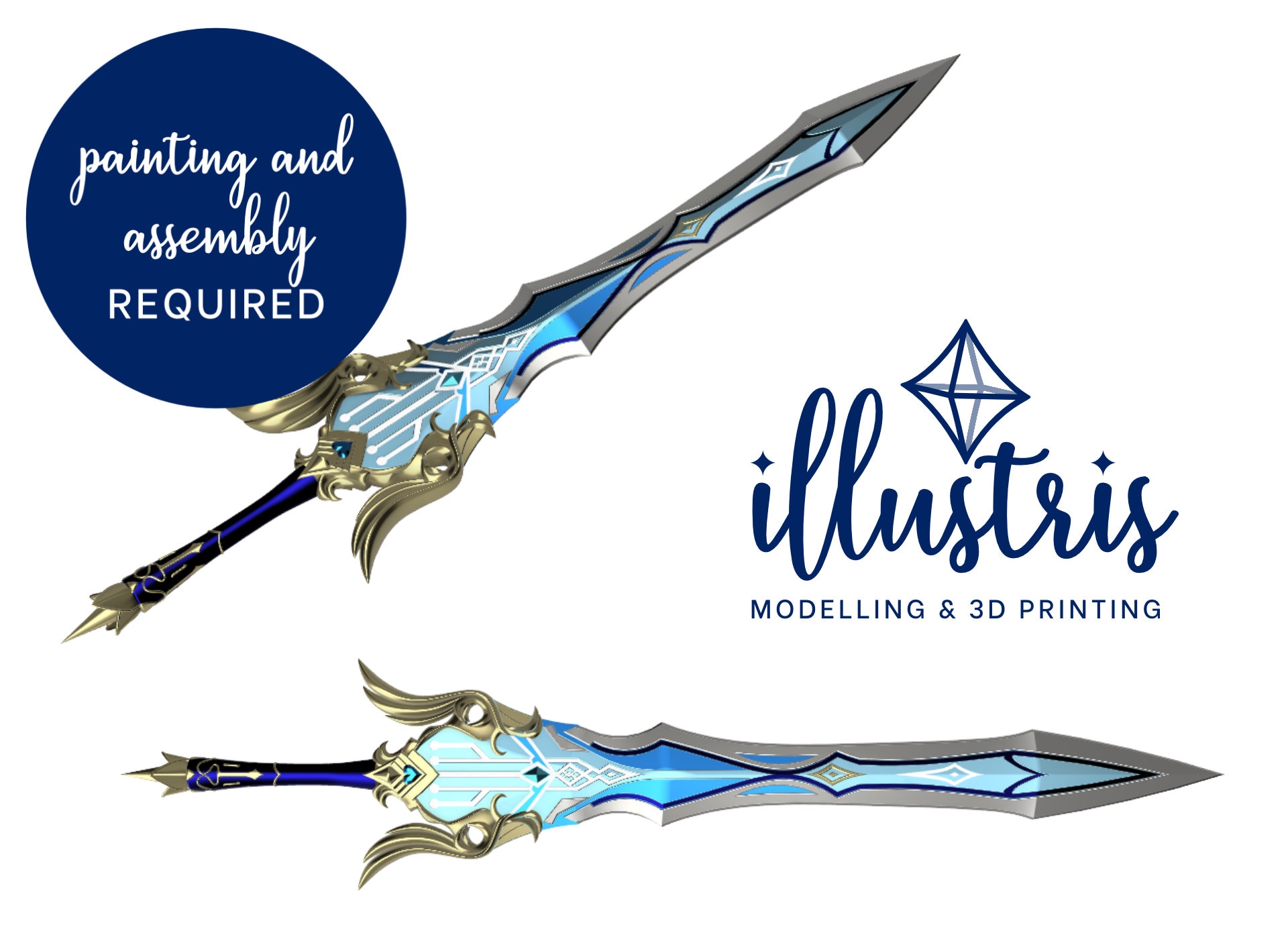 Eula Song of Broken Pines 3D Printed Kit - Genshin Impact Cosplay Prop ...