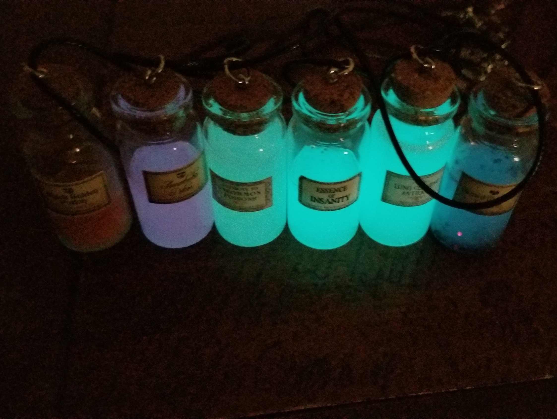 Potion Bottle Resin Glow In The Dark Necklace Etsy