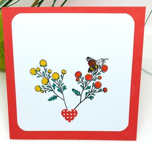 Card * it's party * red with white polka dots | Refined card flowers OR hearts | Ceremony *party *birthday *event card