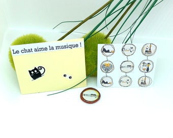 CARTE CHAT à offrir pour anniversaire fête évènement cérémonie, enveloppe et sceau chat