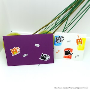 CARTE CHATS graphiques pour anniversaire/ fête/ évènement et son enveloppe assortie
