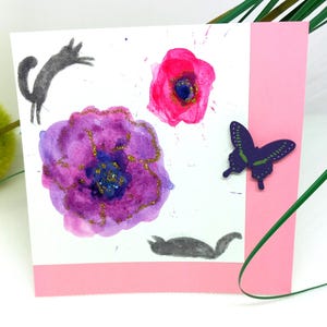 Carte chat/ carte fleur/ carte papillon
