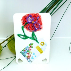 Carte fleurs| anniversaire| fêtes| évènements| carte originale en relief silicone et paillettes fleurs pour offrir