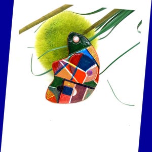 Modern colorful graphic style clay brooch - brooch accessory - pins