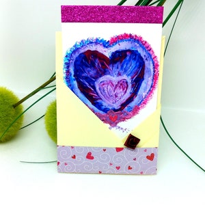 Carterie carte d'Amour coeur fête des mères enveloppe coordonnée, carte st valentin, carte anniversaire, carte peinte à la main
