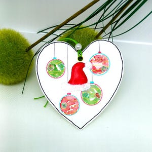 Carte de Noel| coeur| aquarelle