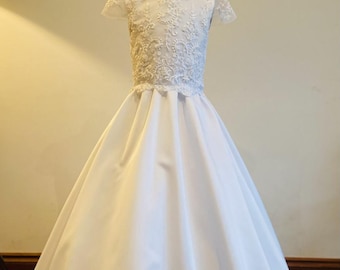 ON SALE! White Communion Dress - with Capped Sleeves