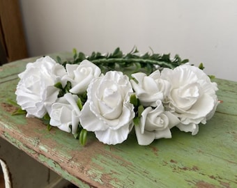 Large White Rose Flower Crown