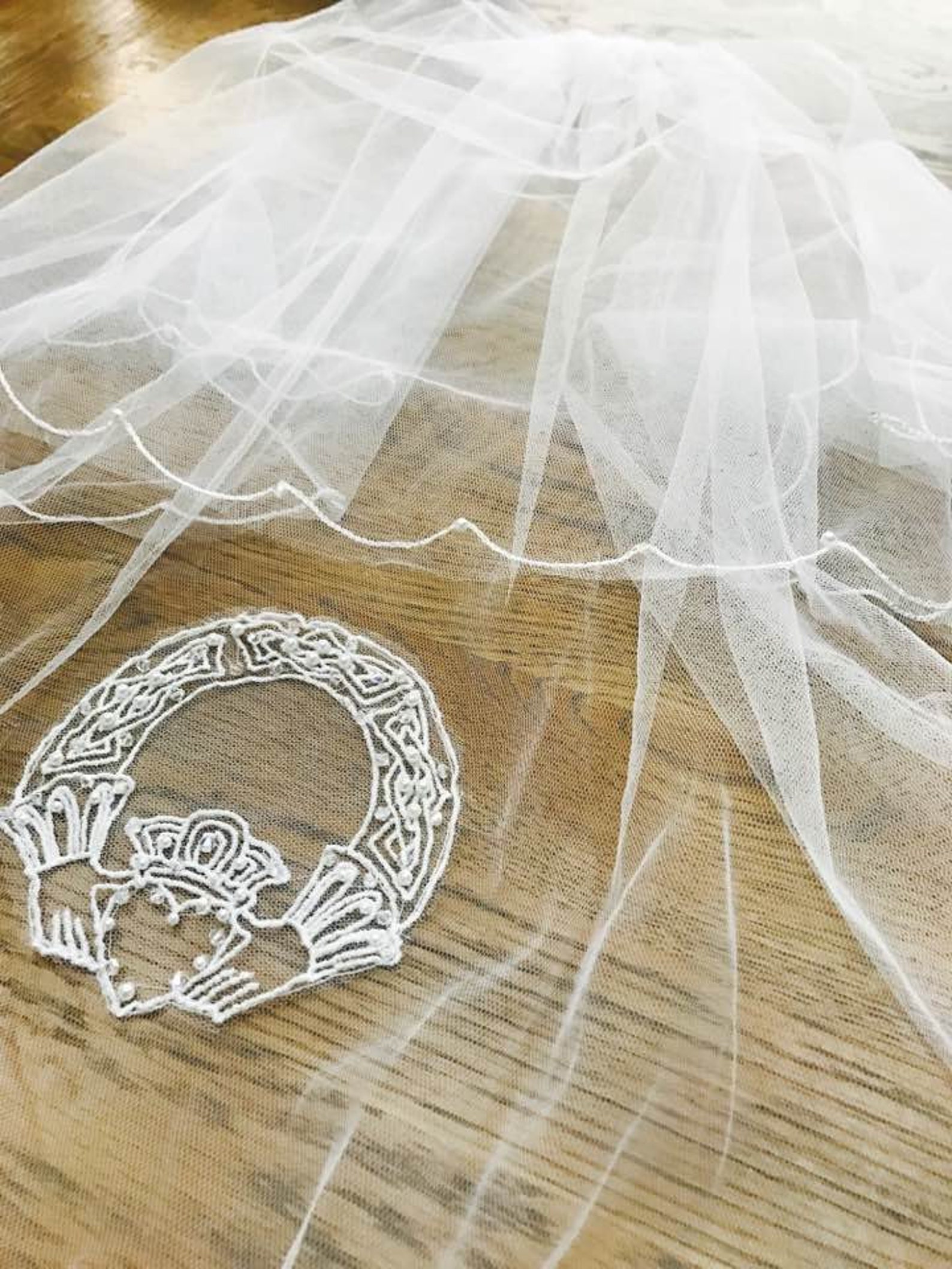 First Communion Irish Claddagh Veil With Swarovski Crystals - Etsy