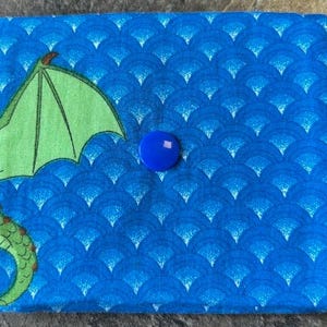 Kleines blaues Drachenportemonnaie, Geldbörse, Portmonee, Unikat