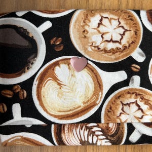 Portemonnaie (nicht nur) für Kaffeeliebhaber mit dezentem Herzdruckknopf, mit Liebe genäht, Unikat, Geschenkidee