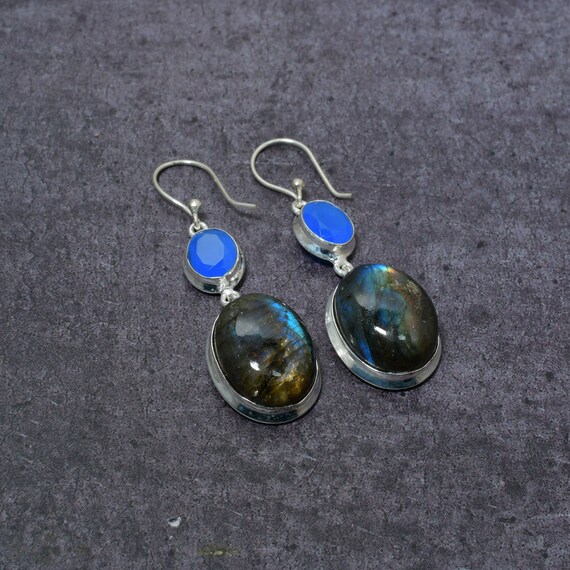 Handmade Labradorite Gemstone Earrings Handmade Labradorite Gemstone Earrings