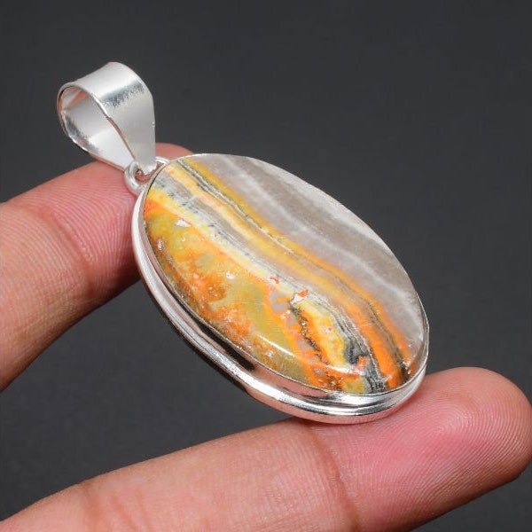 BumbleBee Jasper Pendant, Gemstone Pendant, 925 sterling Silver Pendant, Vintage Pendant, Handmade Jewelry, Pendant Necklace For Women