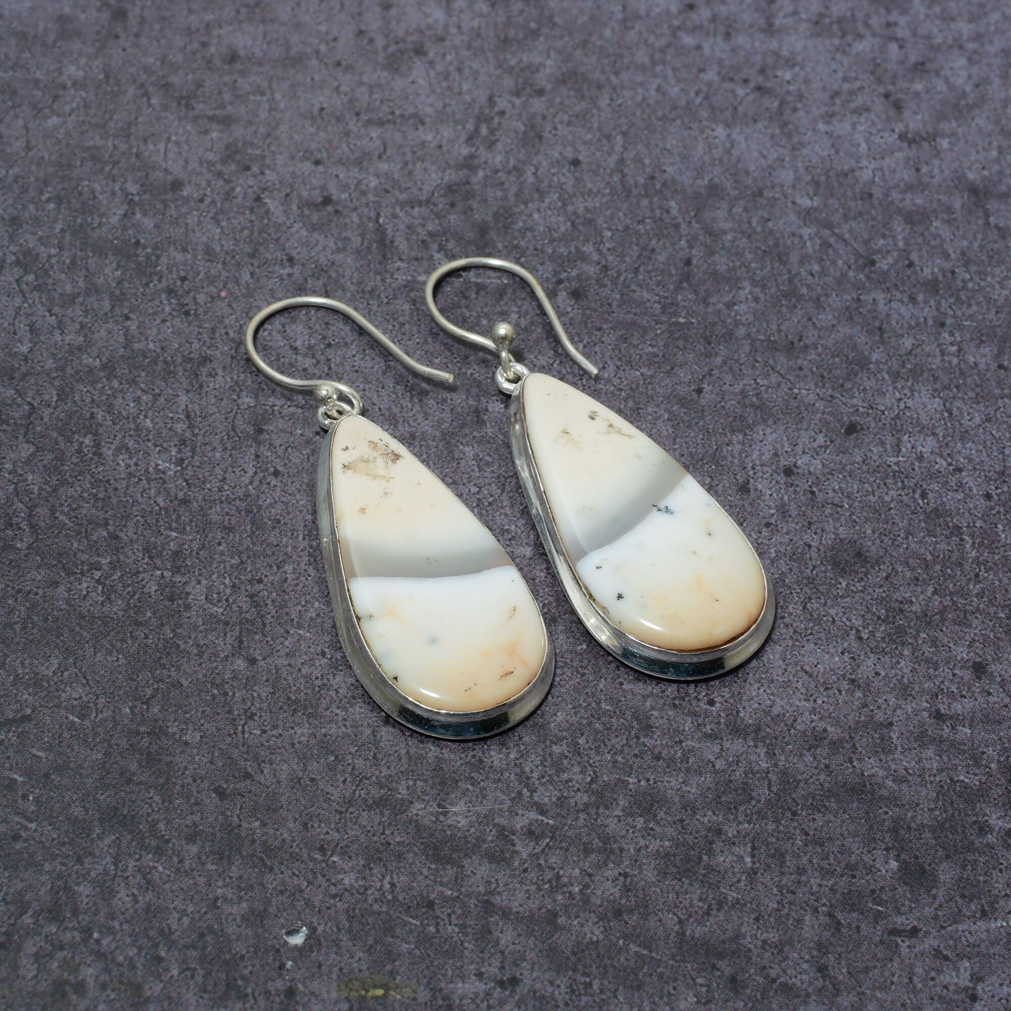 Dendrite Opal Earrings Handmade Silver Earrings Dendrite Opal Gemstone Earrings 925 Sterling Silver Earrings Gift for her Dangle Earrings