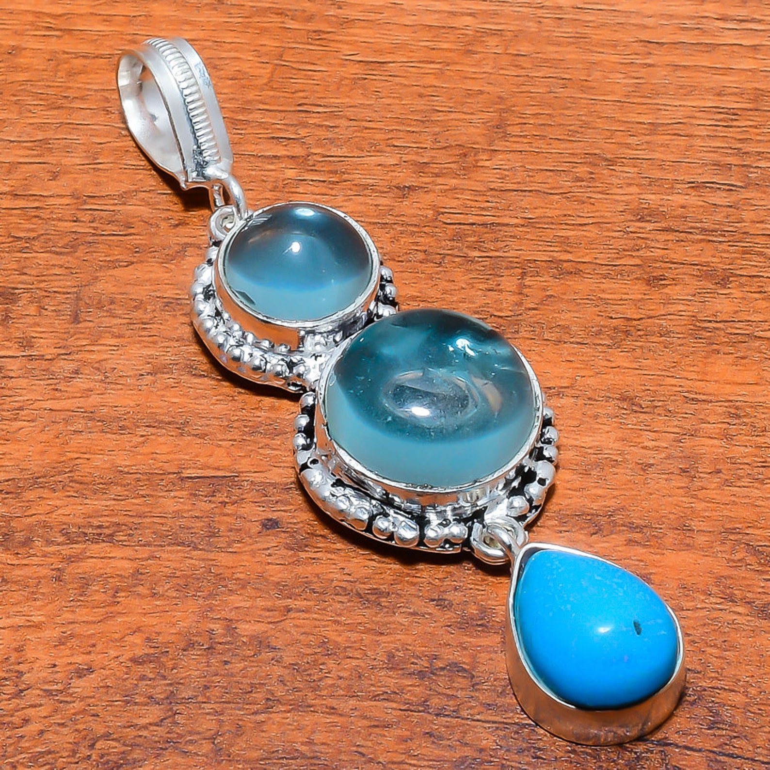 Aquamarine Pendant Turquoise Pendant Gemstone Handmade Etsy