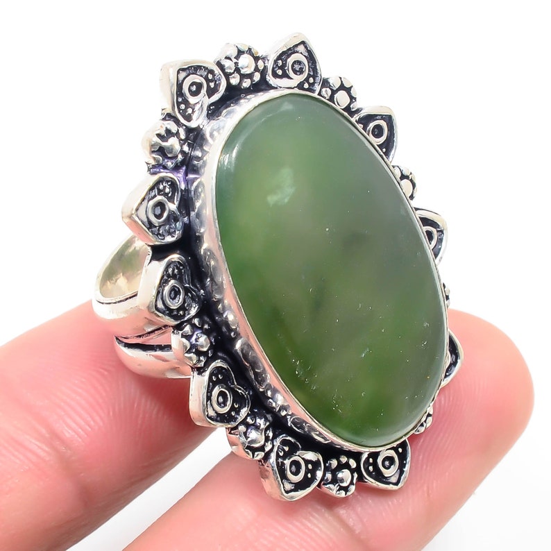 GREEN JED Gemstone Handmade 925 Sterling Silver Jewelry Ring | Etsy