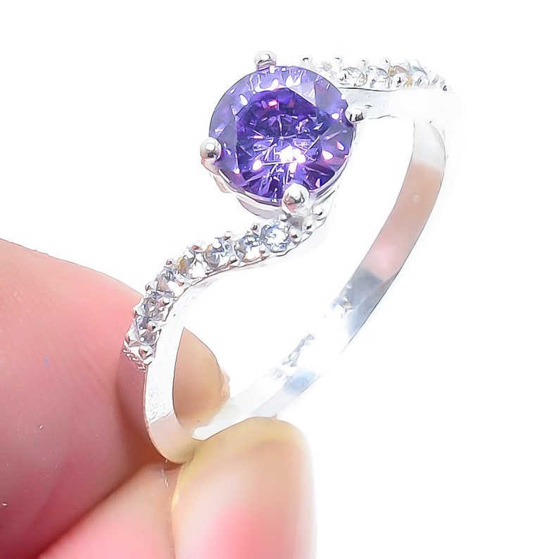 Pink Amethyst Gemstone Handmade 925 Sterling Silver Jewelry Ring Size 6.5 *Statement *Bridal *Wedding *Natural *Thin *Gift For Her