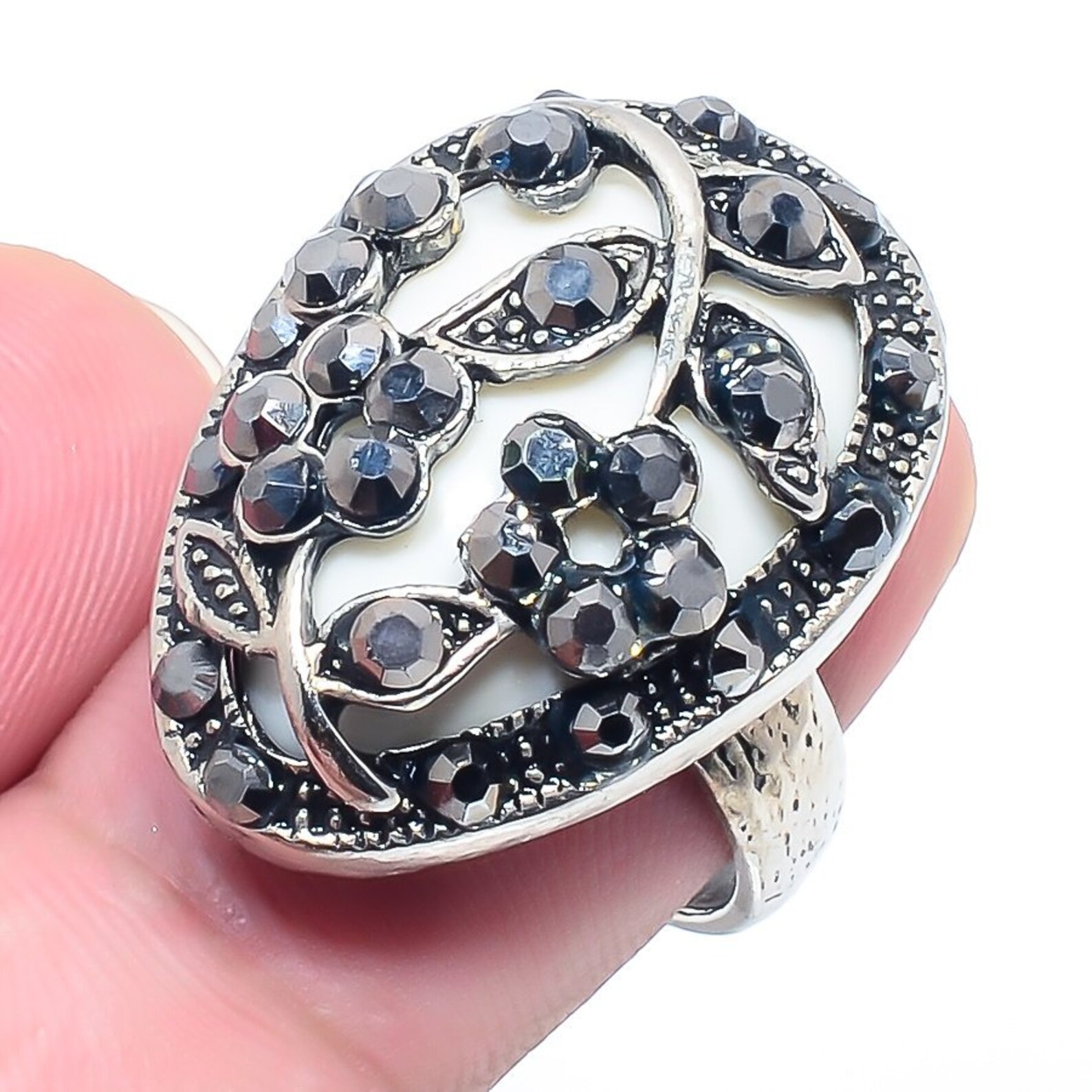 White Coral Gemstone Handmade 925 Sterling Silver Jewelry Ring Etsy