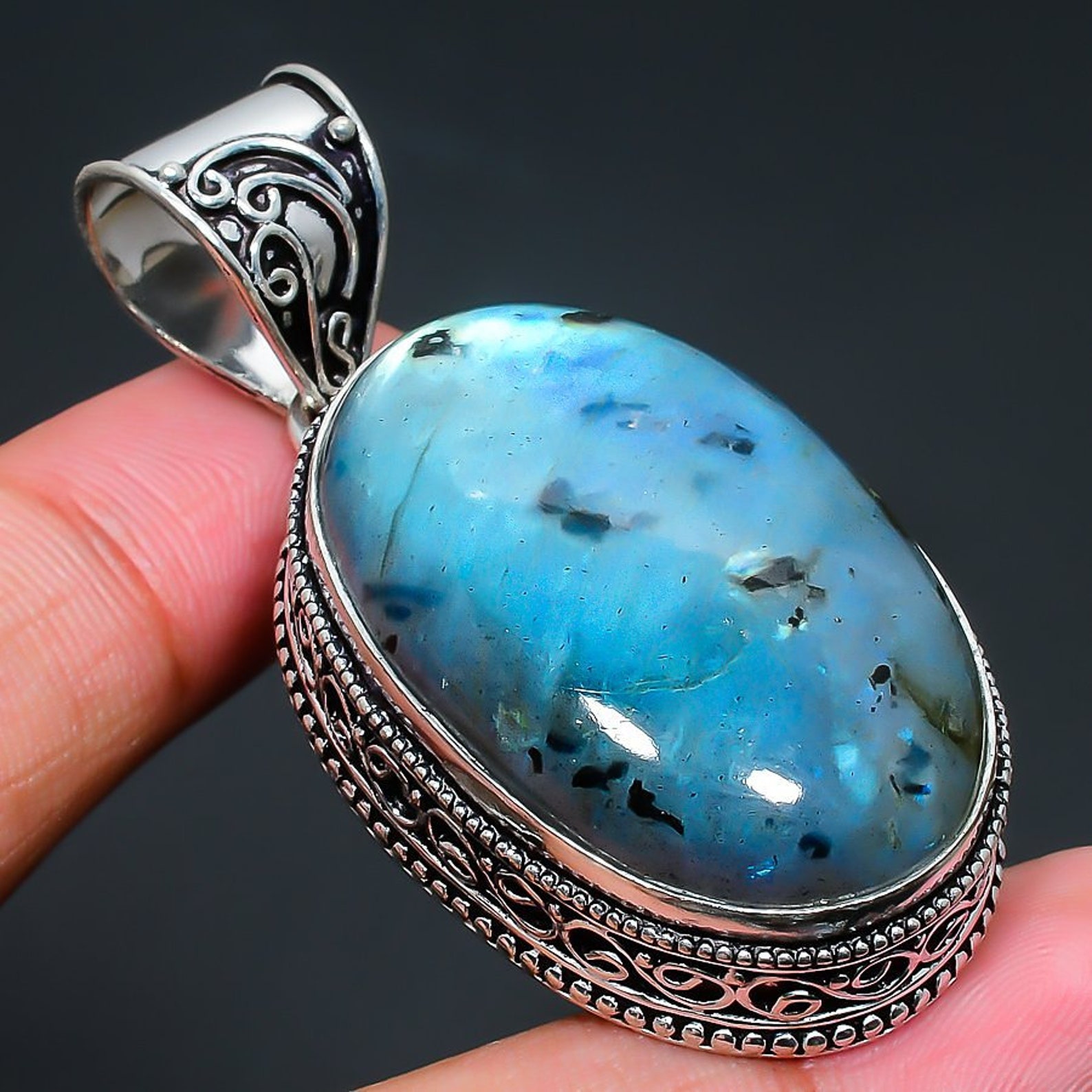 Labradorite Pendant/ 925 Sterling Silver Pendant/ Labradorite Etsy