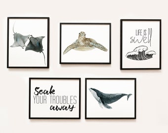Whale Bathroom Decor Etsy