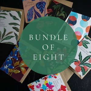 Bundle of Eight Birthday Greeting Cards, Pack of Blank Cards