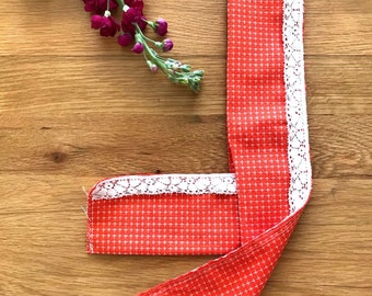 Coral and white headband