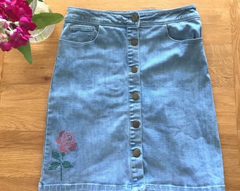 Blue denim skirt