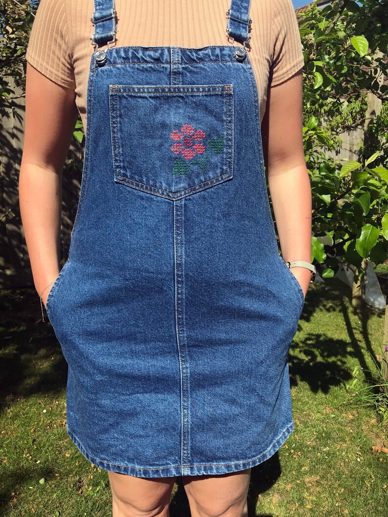 Denim dungaree dress image 6