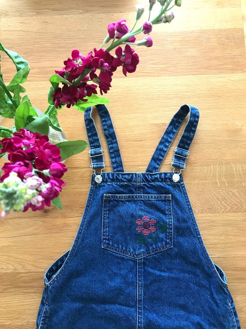 Denim dungaree dress image 3