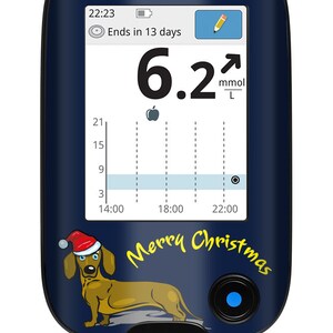 Sticker for FreeStyle Libre 2 & 3 Reader Christmas Dachshund myDili Diabetes Accessories