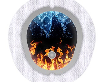 Sticker for Dexcom G7 sensor 2x water and flames myDili diabetes accessories