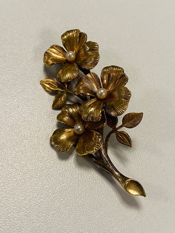 KOLLMAR & JOURDAN Brooch rolled gold brooch 1950s… - image 4
