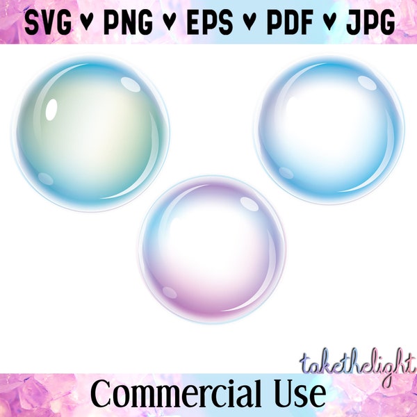 Bubbles SVG Bundle, Bubble Clip Art Vector Images, Blowing Bubbles SVG Files for Cricut- Eps, Png, Pdf- Soap Bubble SVG