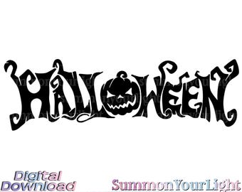 Halloween Word SVG PNG, Spooky Typography Clipart, Jack O Lantern Text, Pumpkin Letter Design, Horror Font, October 31st Cut File