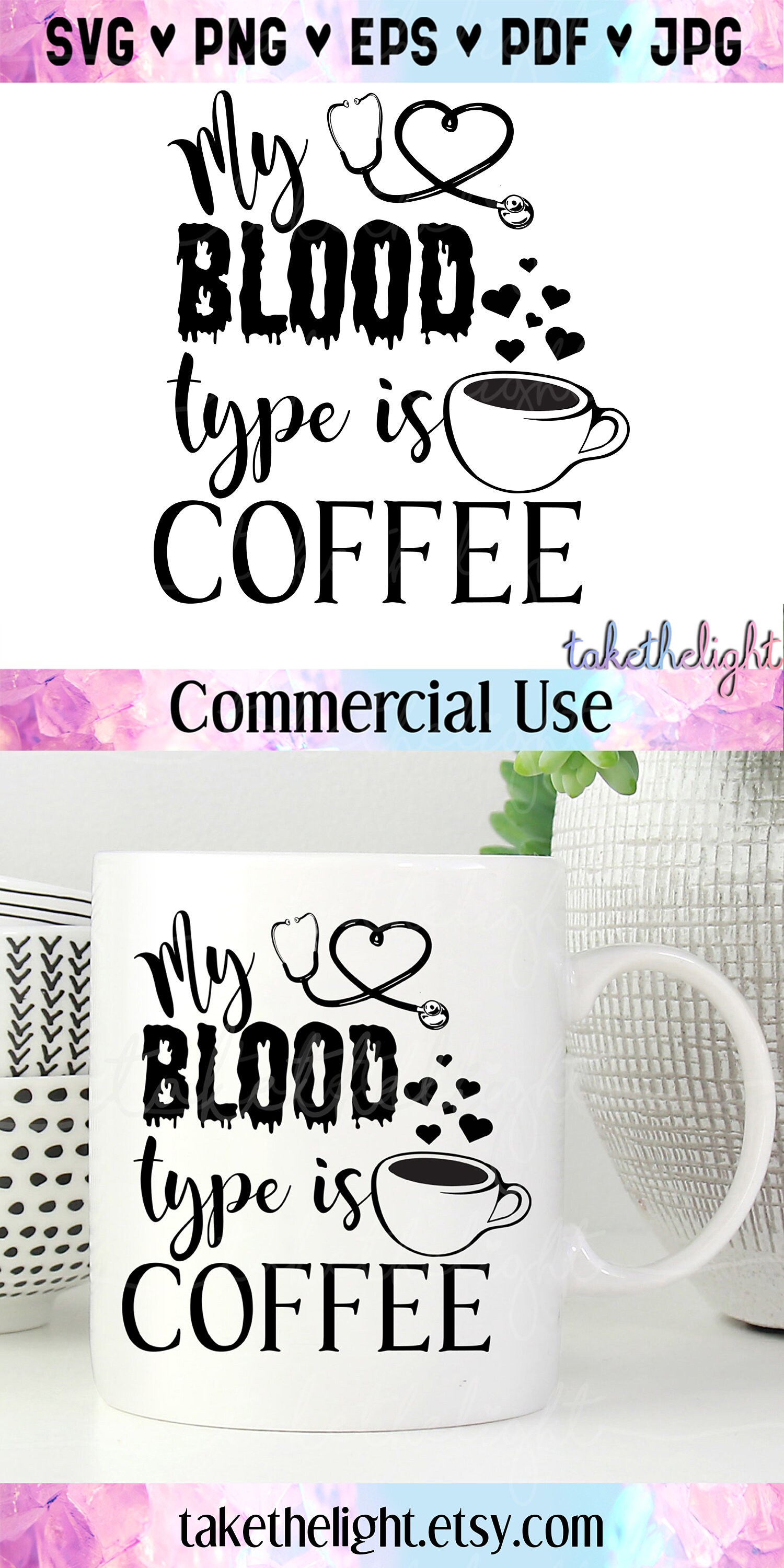 Download My Blood Type is Coffee Nurse Funny SVG Sarcastic Nurse | Etsy