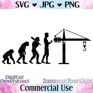 Evolution Crane SVG Files for Cricut, Tower Crane Operator Clipart, Funny Wife Construction Heavy Equipment  | Commercial UseDigging Loader