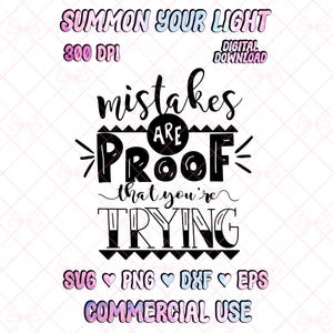 Motivierende Typografie-Grafik, Fehler sind Beweis für SVG PNG DXF (Digitaler Download)