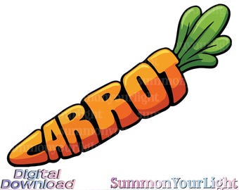 Carrot Word Shape SVG PNG, Vegetable Typography Clipart, Easter Bunny Food Design, Garden Lover Gift, Healthy Kitchen Decor, Commercial Use