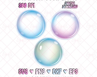Iridescent Bubbles SVG, Soap Bubble Clipart PNG, Transparent Floating Orb Digital Download DXF, Bath Time Mermaid Element Graphic