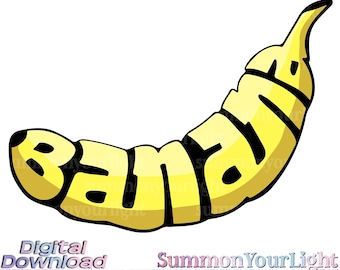 Banana SVG Clipart Typography, Fruit Milk Sticker Wrap, Bread Peel Splits | Commercial Use