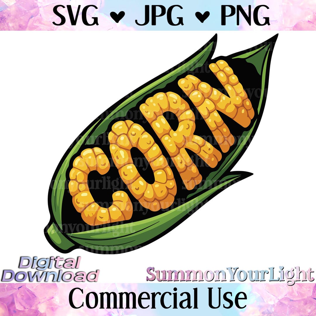 Corn Word Design Corn Word Shape SVG PNG, Vegetable Typography Clipart, Farm Harvest ...