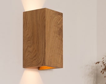 Handgemaakte eikenhouten wandlamp, houten schans - Aurora XL, lichtpunt, nachtlampje, Wandlampe, Wandleuchte, murale appliqué, Eichenlampe, Nachtlicht