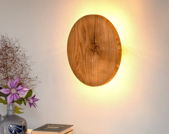 Handcrafted wooden wall sconce Luna C 22/28cm (8.6/11 in), Home decor lighting, Rustic wood lamp, Wood sconce, Bedside lamp