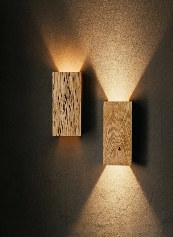 Handcrafted Wooden Wall Sconce Aurora L 25x12.5x12.5cm - Etsy