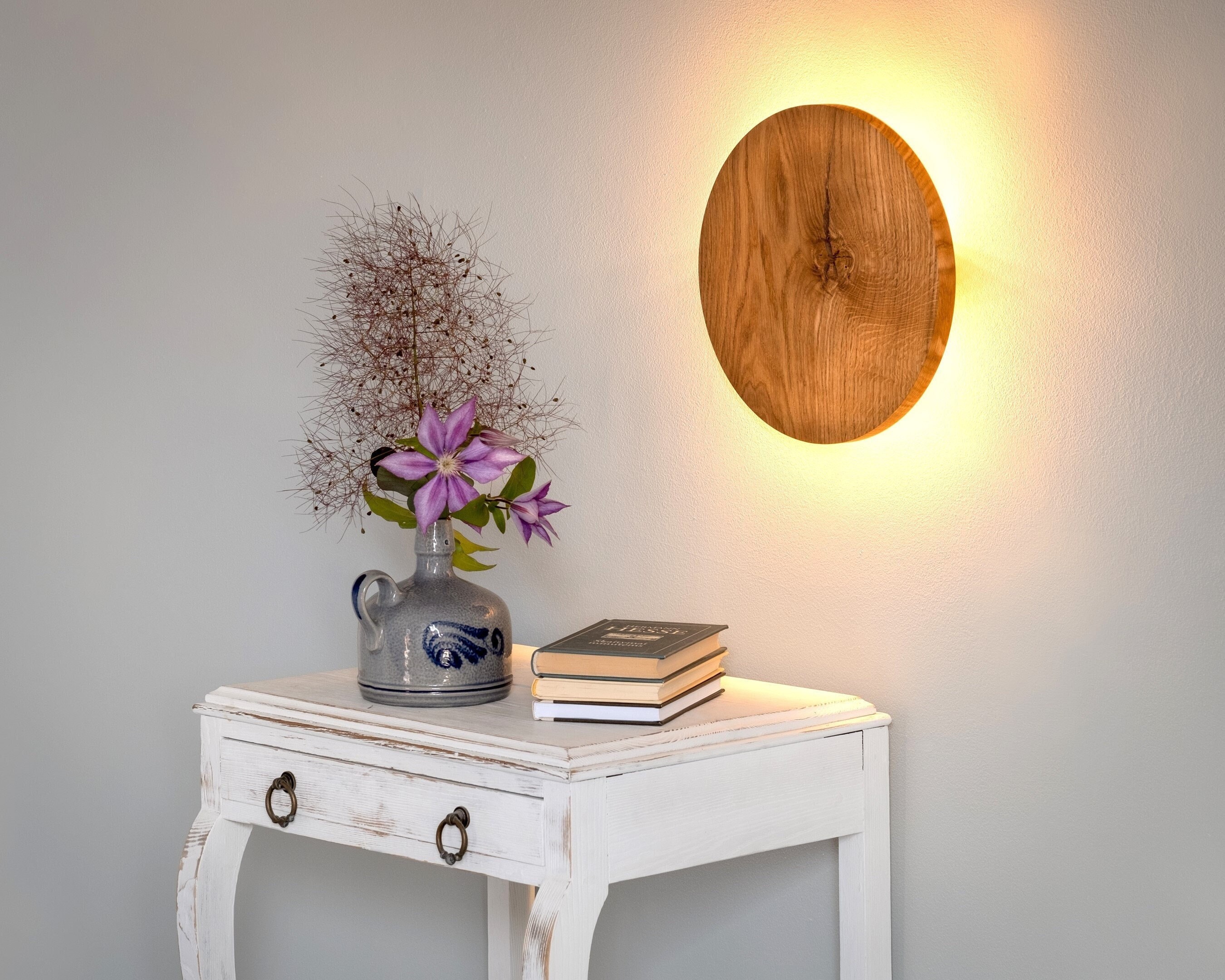 Handcrafted wooden wall sconce Luna C 22/28cm (8.6/11 in), Home decor lighting, Rustic wood lamp, Wood sconce, Bedside lamp