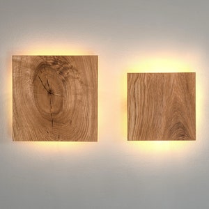 Handcrafted wooden wall sconce - Luna Q - 22/28cm (8.6/11 inch), Home decor lighting, Rustic wood lamp, Wood sconce, Bedside lamp
