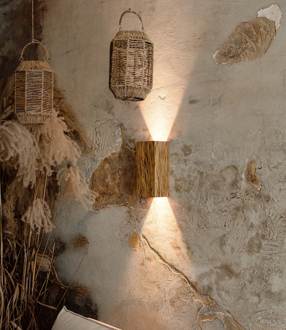 Handcrafted Wooden Wall Sconce Aurora L 25x12.5x12.5cm 9.8x5x5in