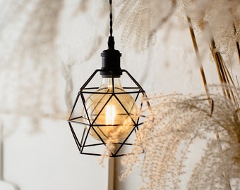 Handcrafted Oak Pendant Lamp: Edison Style Chandelier